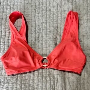 Aerie Vibrant Coral Bikini Top with Ring Detail